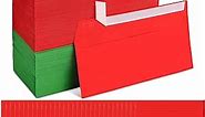 500 Pcs #10 Business Envelopes Adhesive Standard Envelopes Colored Envelopes for Office Check Invoices Letters Letterhead Invitations Announcements 4-1/8 x 9-1/2'' (Red, Green)