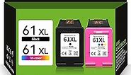 Compatible Ink Cartridge Replacement for HP 61XL, Tri-color, Black, 2 Pack