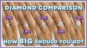 What Size Diamond is Right for You? Round Diamond Carat Size On Hand Comparison 1.70ct to 2.50ct