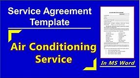 How to make Service Agreement for Air Conditioning Service | Service Agreement Template for HVAC