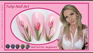 🌷 Tulip nail art with gels. Easy spring nail art tutorial