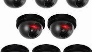 8 Pack Dummy Fake Camera CCTV Dome Fake Security Camera with Flashing Red LED Light Wireless Surveillance Dummy Cameras for Outside Decoy Camera with Screws Tape for Indoor Outdoor Home (Black)