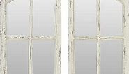 Jolene Arch Window Pane Mirror, Rustic Style Distressed Wood, Decorative Wall-Hanging Mirror, Easy Mount, Wall Mount Mirrors for Bedroom, Bathroom, Living Room (Set of 2)