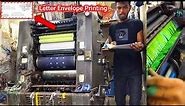 Official Letter Envelope Printing By Heidelberg Offset Printing Machine. Printing Press.