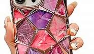 COVERTIFY Compatible with iPhone 15 Pro Max 6.7" Phone Case Glitter Plating Colorful Marble Clear Cover Soft TPU Silicone Cute Camera Protection Shockproof Back for Women Girls iPhone Case, Pink