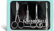 Kimberbell Deluxe Embroidery Scissors & Tools - Set Of 4, Made With Finest Steel, Includes: 5” Duckbill Appliqué, Precision Fine Tip Tweezers With Blade, 4” Micro Tips & Sharp Snips. Great For Sewing