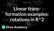 Linear transformation examples: Rotations in R2 | Linear Algebra | Khan Academy