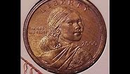 SacagaweaCoin 2000 p Experimental Rinse Error 23 yr old Coin Collection US Native American Dollar