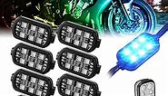 SUNPIE Motorcycle LED Lights- RGB Motorcycle Neon Accent Lights w/Remote Brake Lights Compatible with Harley Honda Kawasaki Golf with DC 12V, Motorcycle LED Underglow Kit 8 Pods