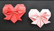 Cute Paper HEART WITH BOW | Easy Origami Tutorial DIY