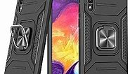 Samsung Galaxy A50/A50S/A30S Heavy Duty Shockproof Case with Built-in Kickstand & Screen Protector - Black