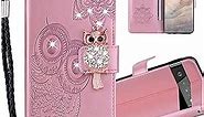 Wallet Case for Google Pixel 7 for Women, Glitter Bling Diamond Cases with Card Holder PU Leather Protective Flip Phone Cover for Google Pixel 7 MTY Rose Pink