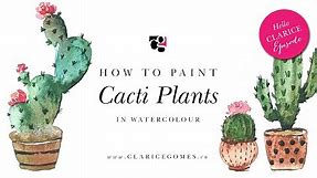How to Paint Cacti Plants in Watercolour - Hello Clarice Tutorials
