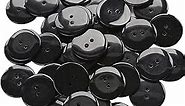 GANSSIA 1 Inch (25mm) Black Color Buttons 2 Holes Resin Button for Sewing and Craft Pack of 100pcs