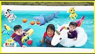 FAMILY FUN KIDS POOL PARTY with Giant Inflatable Float for Children