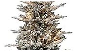 Puleo International 4.5 Foot Pre-Lit Potted Flocked Arctic Fir Artificial Christmas Tree with 70 UL-Listed Clear Lights