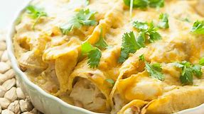 Gluten-Free Cream Cheese Chicken Enchiladas Recipe {Video} - My Natural Family