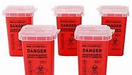 Sharps Disposal Container,5 Pack Biohazard Needle Disposal Container 1 Quart Size for Supplies Accessories