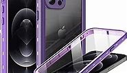 BEASTEK Waterproof iPhone 12 Pro Case,TRE Series Shockproof Dustproof Underwater IP68 Case with Built-in Screen Protector Full Body Protective Cover, for iPhone 12 Pro (6.1'') (Purple/Clear)