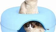 Cat Tunnel Bed, FULUWT Cat Tunnels with Ventilated Window for Indoor Cats, Cat Cave for Hideaway, Anti-Collapse Felt Play Tunnel for Small Pets. (20 Inch, Blue)