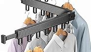 Wall Mounted Clothes Drying Rack For Laundry Room Organization, Folding and Collapsible Indoor Laundry Hanger Dryer Rack, Sturdy Foldable Hanging Organizer for Clothing, Black, Steel, 220 Lb Rating