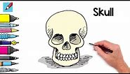 Learn how to draw a skull from the front real easy - Step by Step with Easy - Spoken Instructions