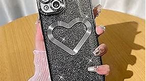 KANGHAR Case for iPhone 13 Case Glitter Bling Sparkle Shiny Cute Plating Edge Love Heart Soft TPU Bumper Shockproof Anti-Scratch Slim Phone Case Cover for iPhone 13 Cases-Sliver