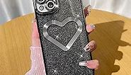 KANGHAR Case for iPhone 13 Case Glitter Bling Sparkle Shiny Cute Plating Edge Love Heart Soft TPU Bumper Shockproof Anti-Scratch Slim Phone Case Cover for iPhone 13 Cases-Sliver