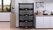 NETEL Kitchen Storage Cabinets, Microwave Stand, Bakers Racks for Kitchens with Storage, Microwave cart, Transparent Flap Door Design Kitchen Storage Shelves - 5 Tiers Black 27.6 inches