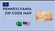 Pennsylvania Zip Code Map in Excel - Zip Codes List and Population Map