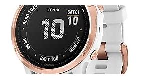Garmin fenix 6S Pro, Premium Multisport GPS Watch, Smaller-Sized, Features Mapping, Music, Grade-Adjusted Pace Guidance and Pulse Ox Sensors, Rose Gold with White Band