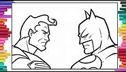 Coloring Batman vs Superman | Superhero Coloring Pages | Coloring Funs