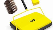 JEHONN Carpet Floor Sweeper with Horsehair, Non Electric Manual Sweeping (Yellow)