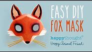 DIY Fox Mask template and tutorial: Make your own 3D red fox paper mask in no time • Happythought