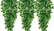 Ageomet 3pcs Artificial Hanging Plants, 3.6ft Fake Ivy Vine for Wall House Room Indoor Outdoor Decoration (No Baskets)