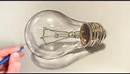 How to Draw a Realistic Lightbulb: Time Lapse