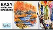 How to paint a simple fall Landscape in Watercolor