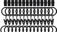 42 Pack Drapery Curtain Clip Rings - Drapes Rings 1 in Interior Diameter, Curtain Hangers Clips Decorative Drapery Rustproof Compatible with up to 5/8 inch, Black