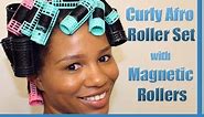 How to Roller Set Natural Hair Using Magnetic Rollers / "Curly Afro Spiral Curls"
