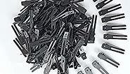 FavoritBow 125PCS 1.8" Hairdressing Double Prong Curly Hair Clips for Volume, Metal Hair Pin Clips for Curly Hair Styling, DIY Bows Clips(Black)