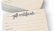 321Done Rustic Gift Certificates – Made in USA (24 Cards) Blank Fill-In Vouchers Simple Kraft Tan Write-In Generic 4x6 Small Service Business, Beauty Spa, Salon, Holiday Birthday Anniversary Coupon