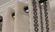 Neutral Linen Curtains 84 Inch Length 2 Panels Bohemian Grey Striped Embroidered Curtains for Living Room Grommet Natural Flax Window Curtains Boho Bedroom Farmhouse Decor Privacy Drapes, 52x84, Gray