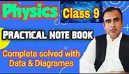 Physics Practical note booke of class 9 | Complete solved experiments with data & diagrames