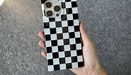 Reezaddin Square Checkered Phone Case for iPhone 14 Pro Max Black White Grids Plaid Checkerboard Slim Soft Classic Trunk Design Strong Shockproof Protective Checker Cover for iPhone 14promax 6.7"