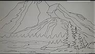 Kako nacrtati Pejzaz - Planine, Drvece, Reku/How to draw a Landscape Mountains, Trees, River