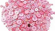 Alfykym 600-700Pcs Pink Buttons for Crafts Bulk Pink Craft Buttons Assorted Size for Sewing DIY Crafts Decoration