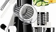 KEOUKE Rotary Cheese Grater with Handle Vegetable Cheese Shredder Slicer Grater for Kitchen 3 Changeable Blades for Cheese Potato Zucchini Nuts Chocolate - Black