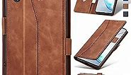 Jasonyu Flip Wallet Case for Samsung Galaxy Note 10 Plus,Leather Magnetic Folio Cover with Card Holder,Kickstand - TPU Shockproof Durable Protective Phone Case,Brown