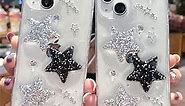Star Phone Case Cute 3D Y2K Sparkly Star Aesthetic Design Women Girls Clear Glitter Bling Star Protective Phone Cover(Clearstar,iPhone 12/12pro)