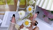 CEOKOK for iPhone 12 Mini/iPhone 13 Mini Case Clear with Real Pressed Flowers Design Glitter Cute Sparkly Floral Pattern Slim Soft TPU Protective Women Girl's Phone Cover (Gold)